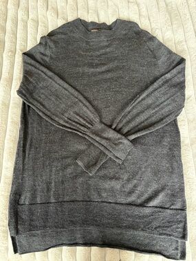 Badgley Mischka Women’s 100% Merino Wool Dark Charcoal Crewneck Sweater